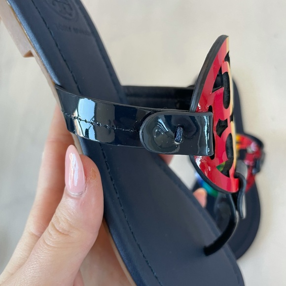 ❌SOLD❌Tory Burch Miller Rainbow Thong Sandals Navy Blue - Picture 4 of 8